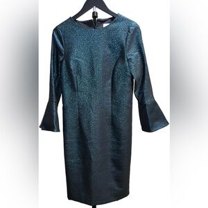 Teri Jon by Rickie Freeman | teal green bell-sleeve cocktail dress